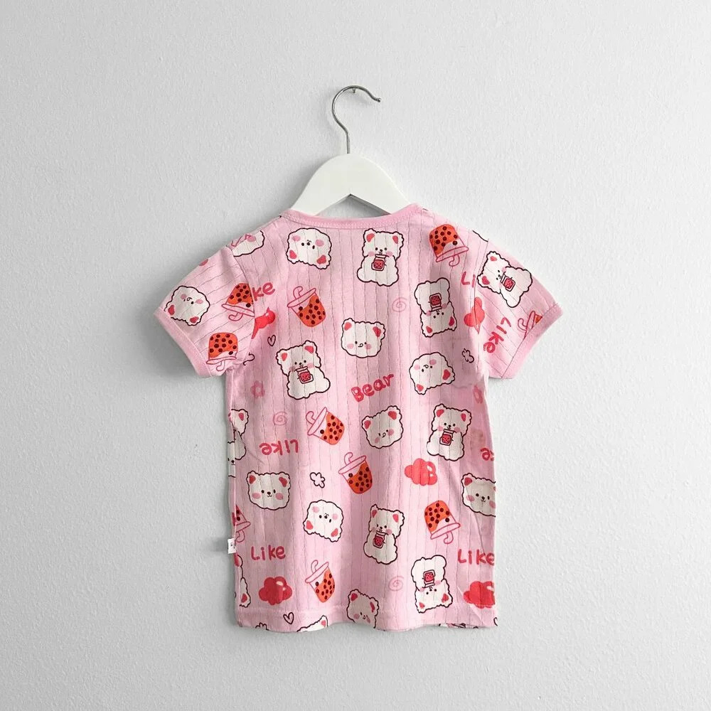 NWT Cute Girls Sleep N' Play Short Sleeve Top & Pants Pajamas Set Bear & Boba 4T - Picture 3 of 6